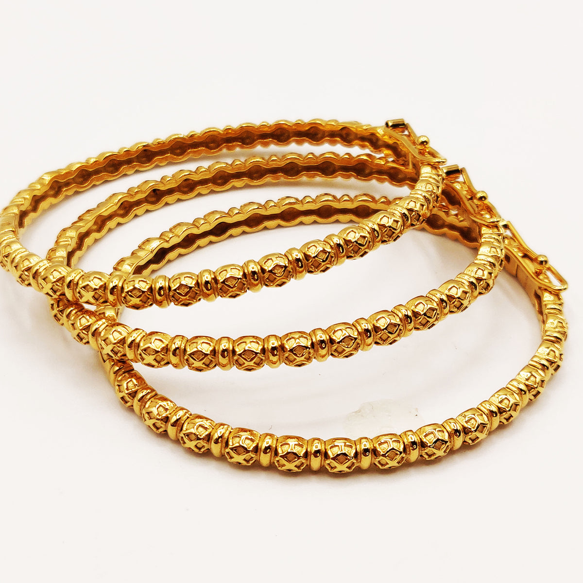 Trio de Bracelets Rigides Multi Boules Orientales Fins Luxe