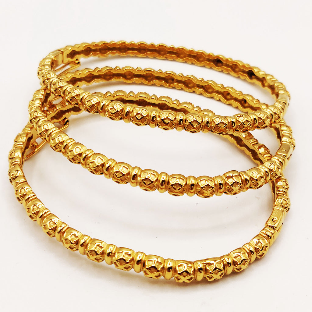 Trio de Bracelets Rigides Multi Boules Orientales Fins Luxe