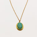 Collier Ovale Doré Pierre Bleue Luxe