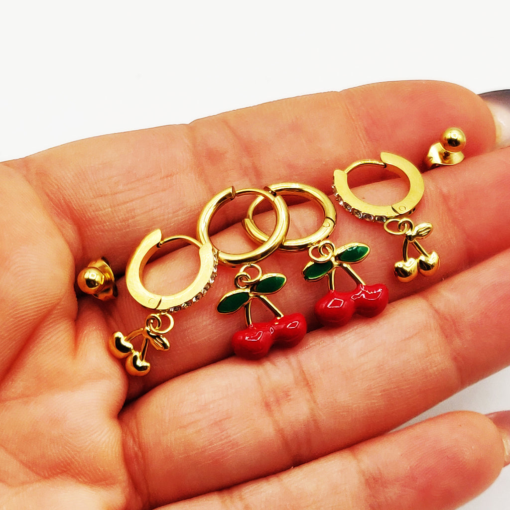 Boucles d'oreilles Trio Cerises Luxe