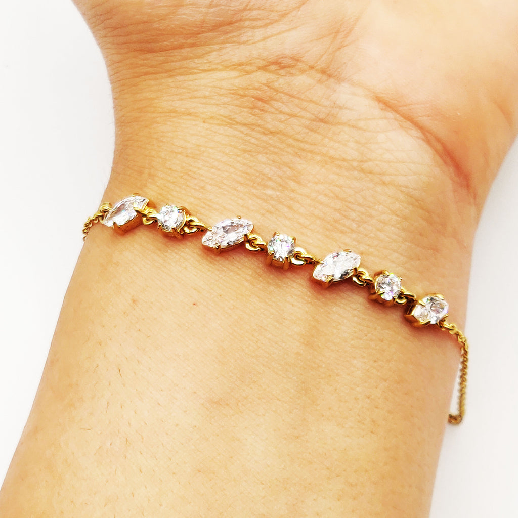 Bracelet Multi Cristaux Ovales et Ronds Luxe