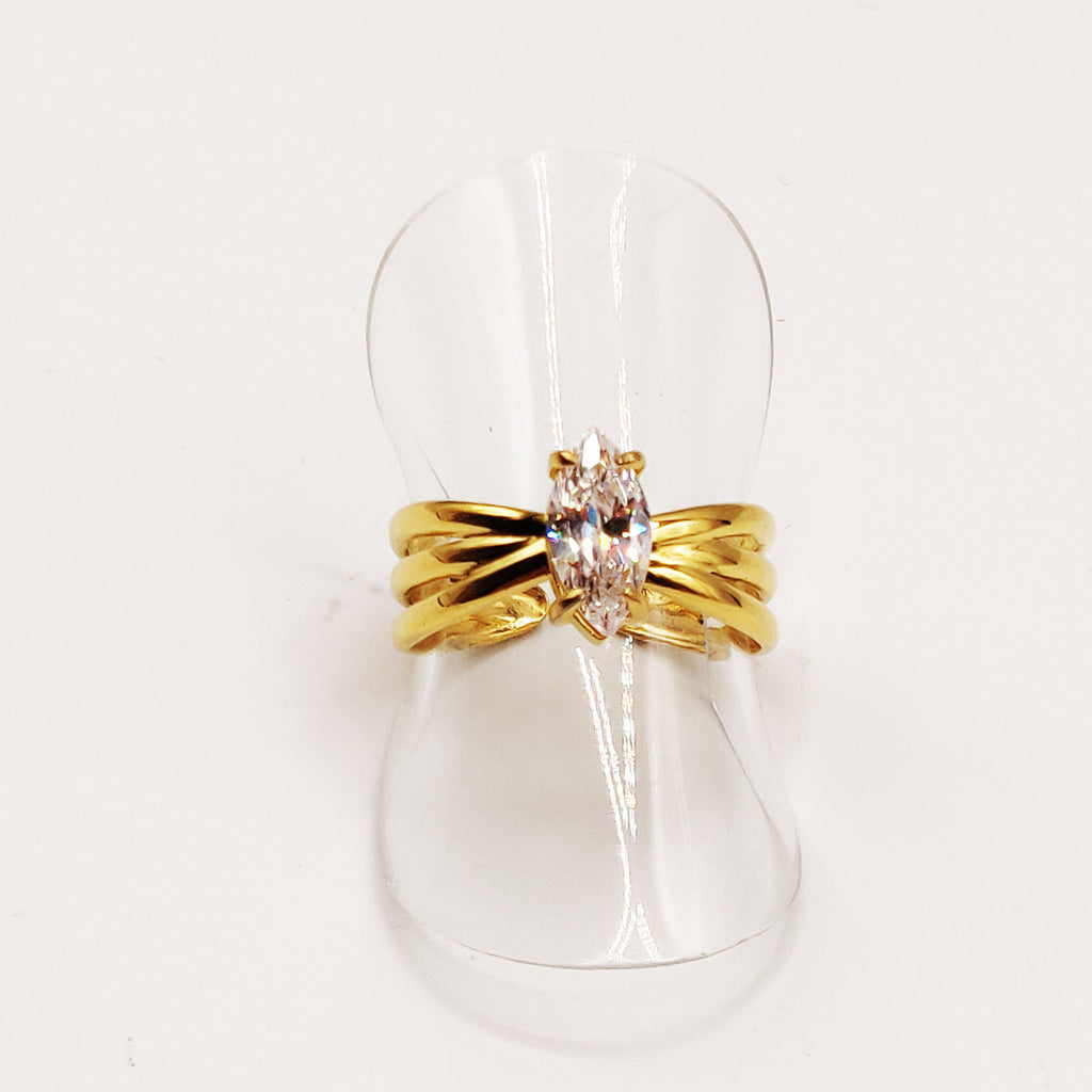 Bague Triple Lignes Cristal Ovale Luxe