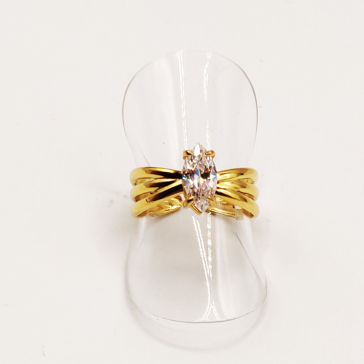 Bague Triple Lignes Cristal Ovale Luxe