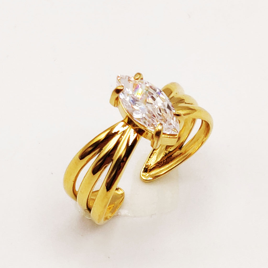 Bague Triple Lignes Cristal Ovale Luxe