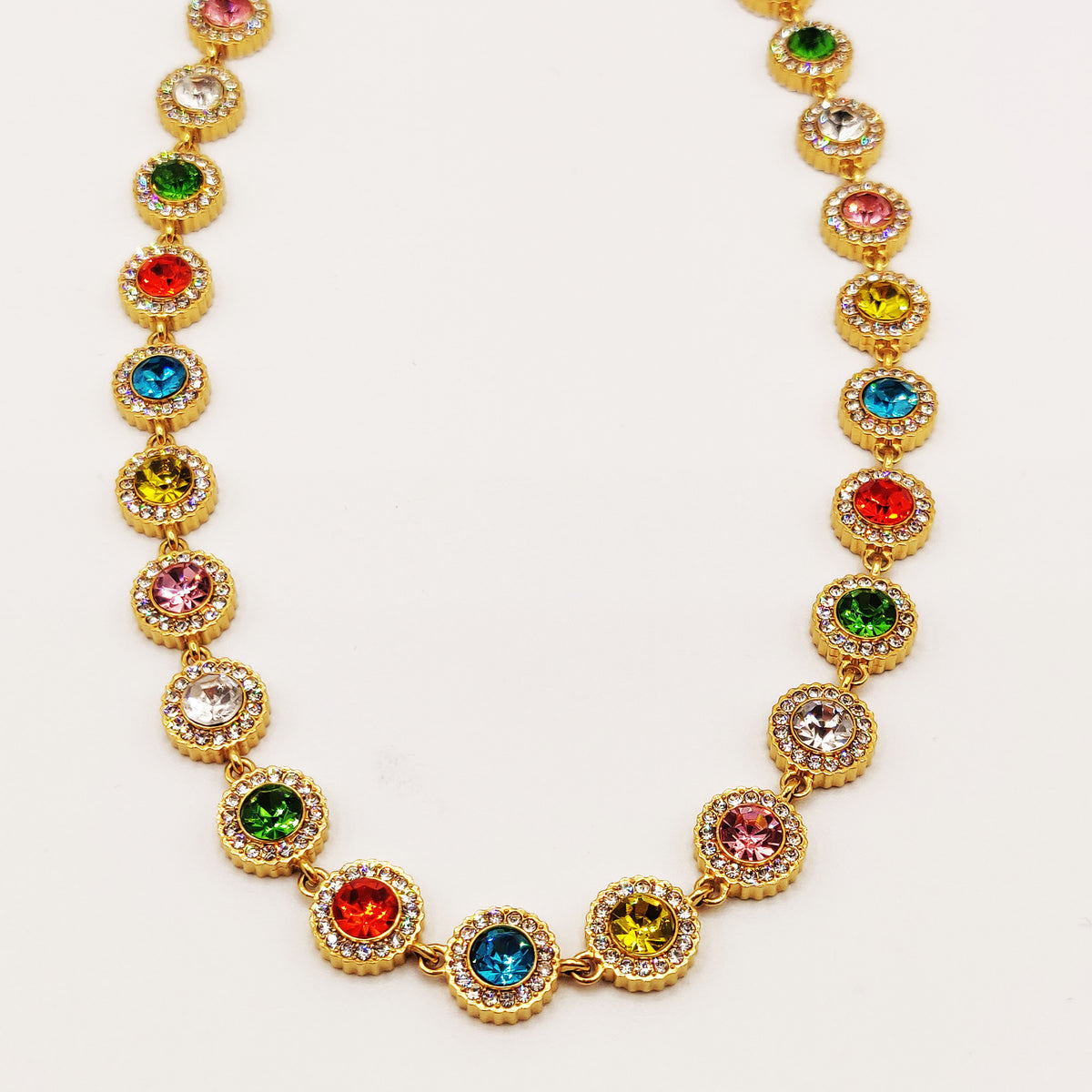 Collier Multi Cercles Multicolores Tour Cristaux Luxe