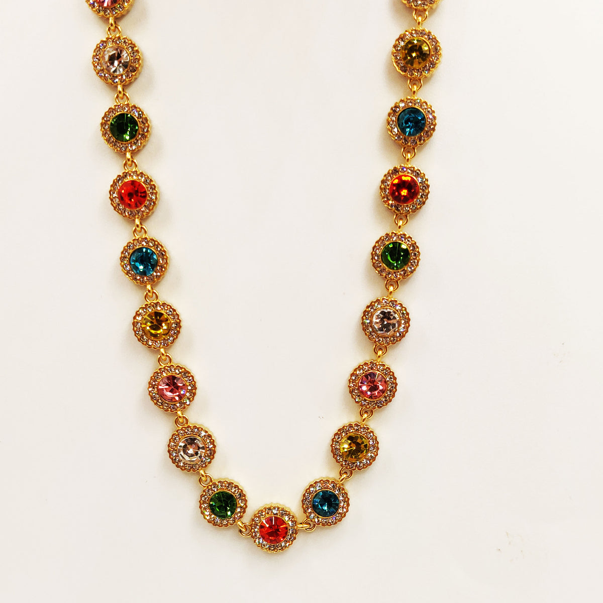 Collier Multi Cercles Multicolores Tour Cristaux Luxe