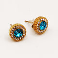 Boucles d'oreilles Multi Cercles Cristaux Bleus Tour Cristaux Luxe