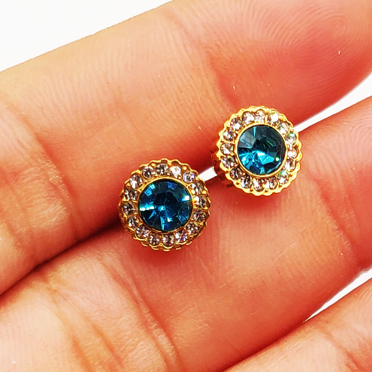 Boucles d'oreilles Multi Cercles Cristaux Bleus Tour Cristaux Luxe