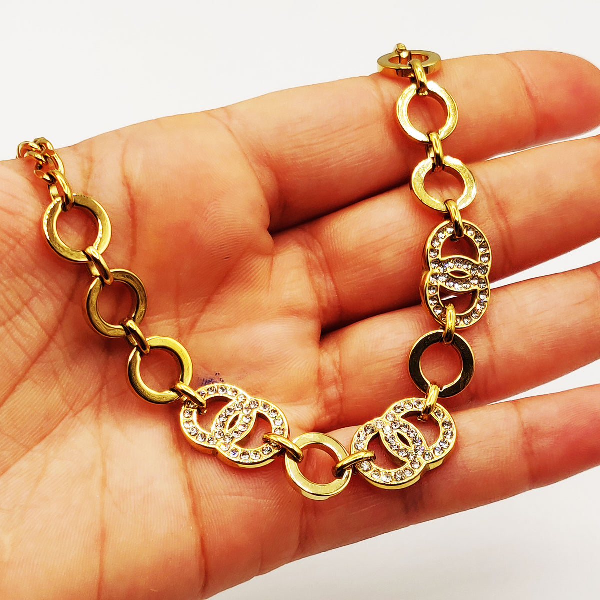 Collier Tresse Multi Double C Luxe Cristaux