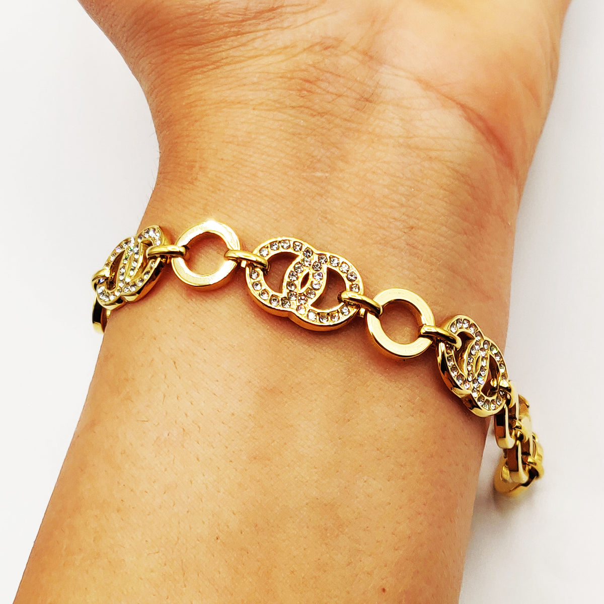 Bracelet Tresse Multi Double C Luxe Cristaux