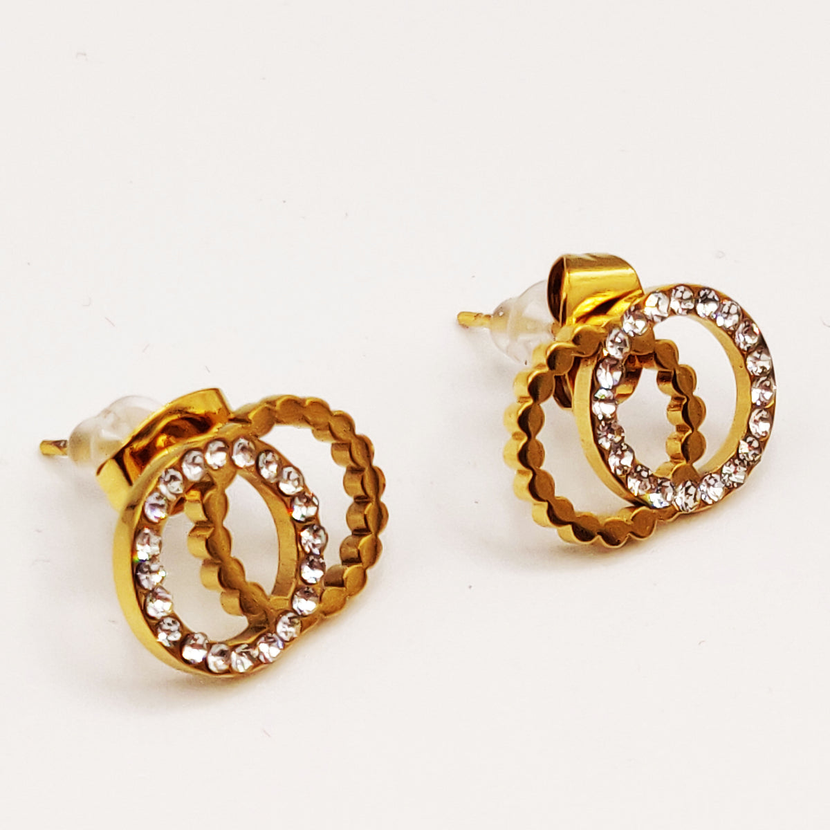 Boucles d'oreilles Double C Luxe Tour Cristaux