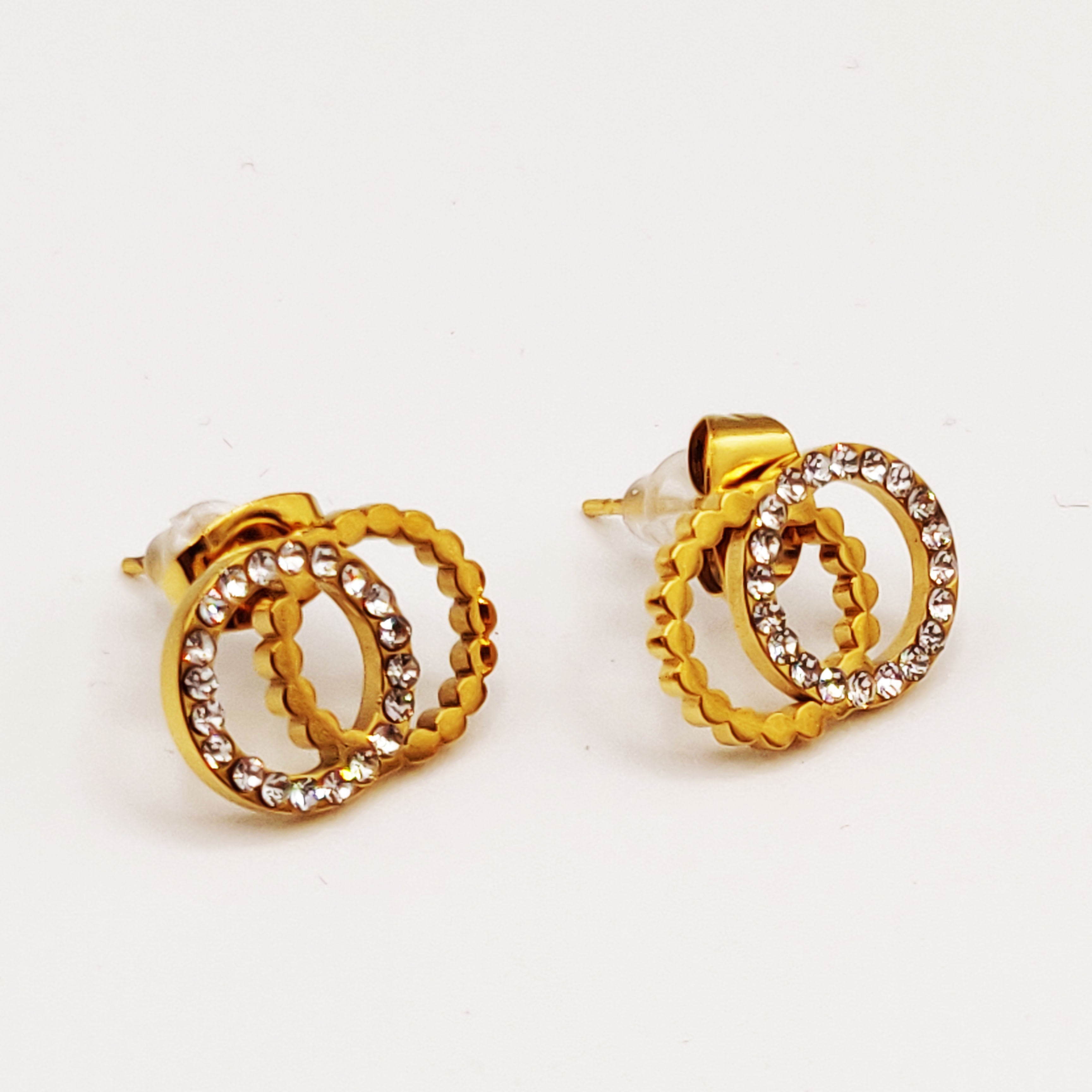 Boucles d'oreilles Double C Luxe Tour Cristaux