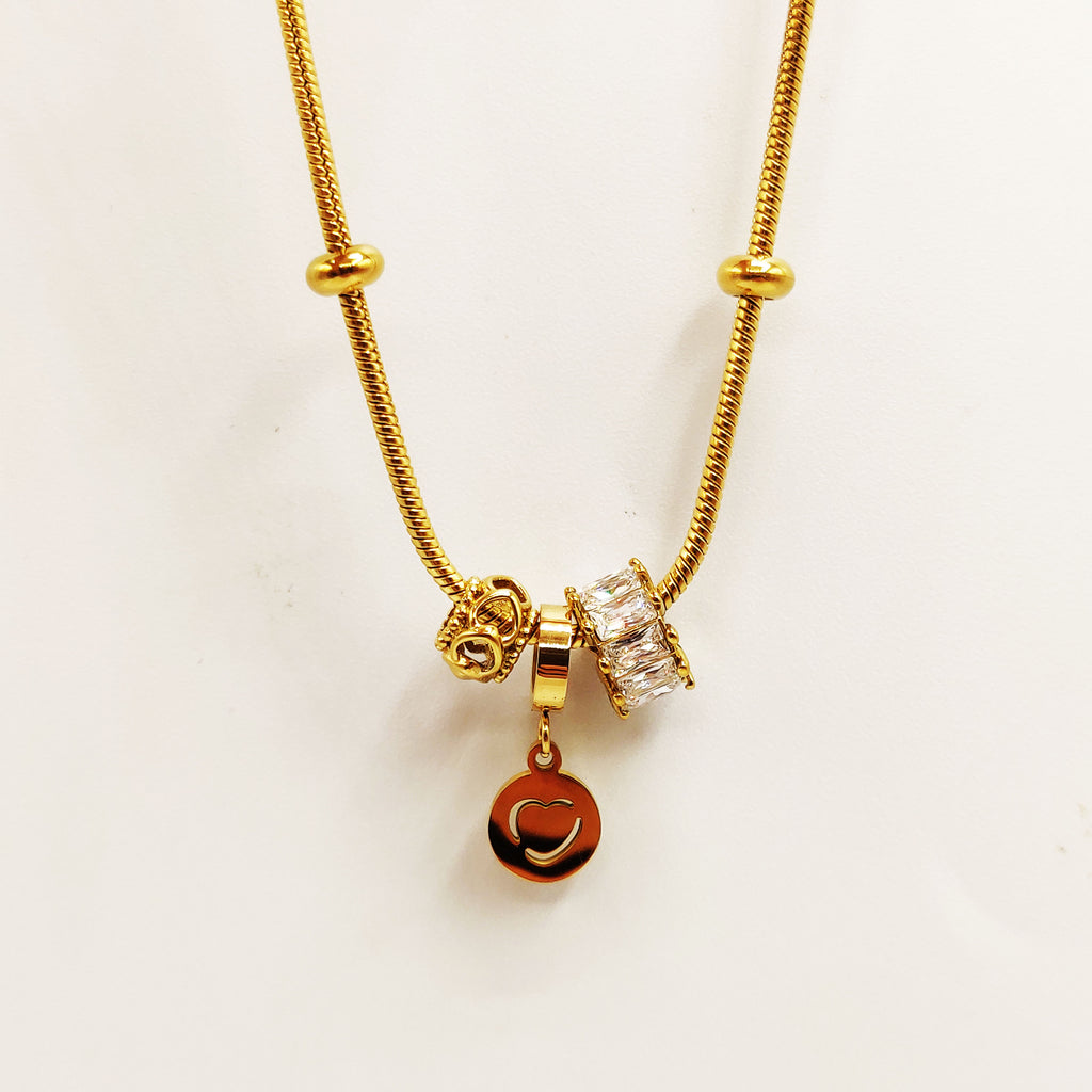 Collier Charmes Coeurs et Cristaux Luxe