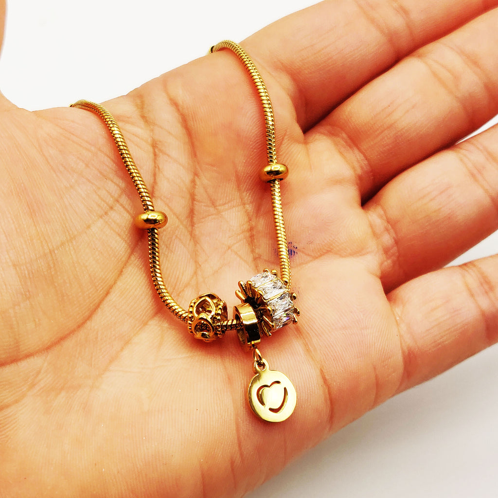 Collier Charmes Coeurs et Cristaux Luxe