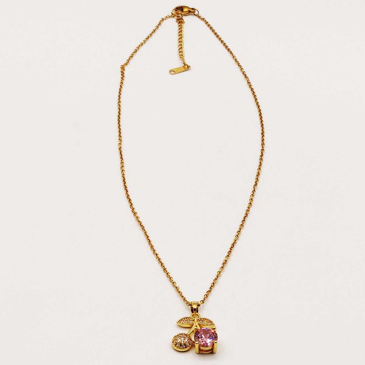 Collier Cerises Cristaux et Cristal Rose Luxe