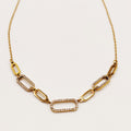Collier Chaîne Maillons Ovales Dorés et Cristaux Luxe
