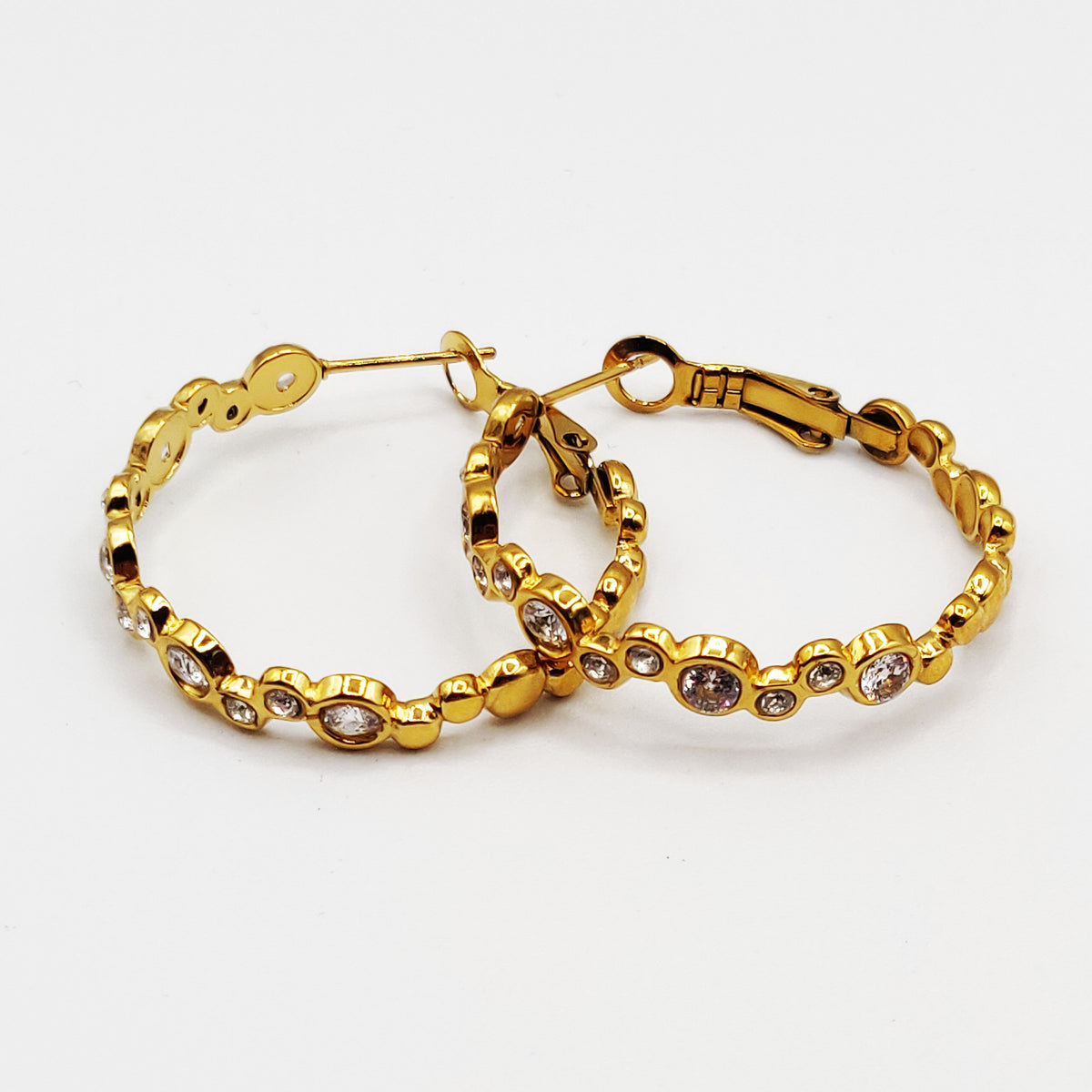 Boucles d'oreilles Créoles Multi Cristaux Ronds Luxe