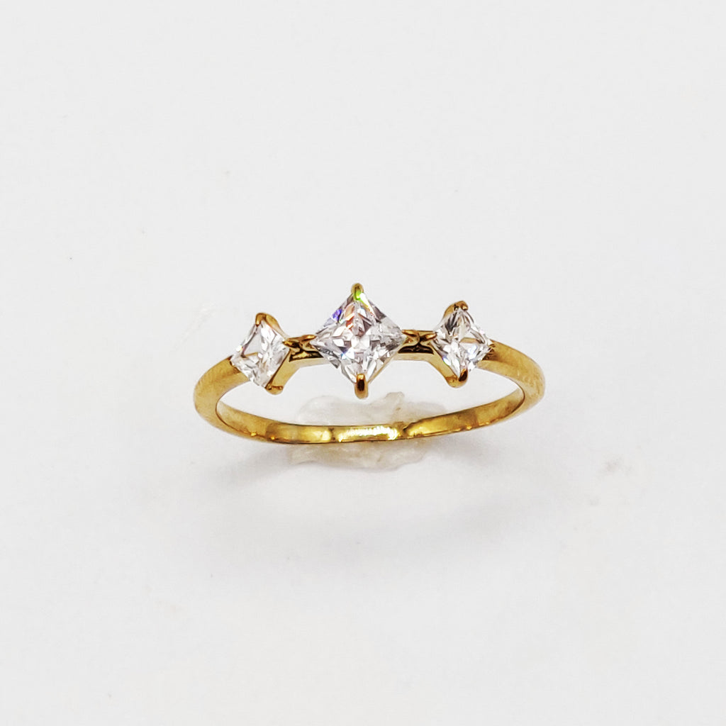 Bague Triple Cristaux Losanges Luxe