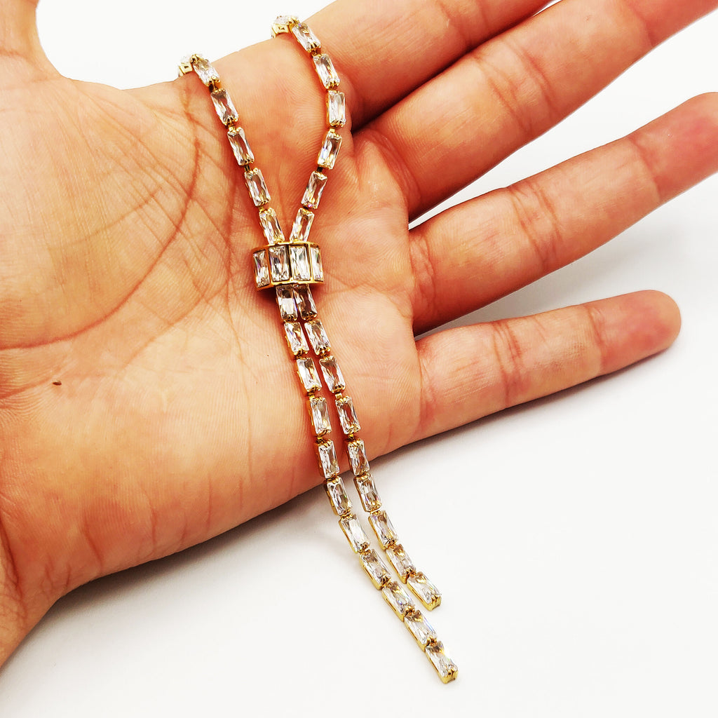 Collier Chaîne en Cristaux Rectangles Luxe