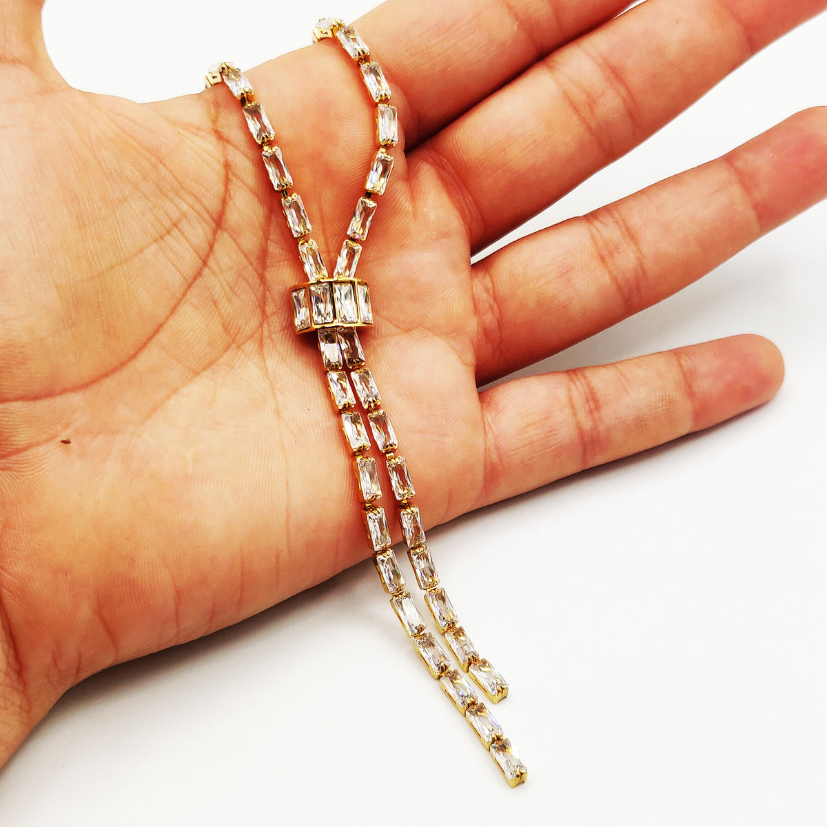 Collier Chaîne en Cristaux Rectangles Luxe