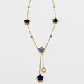 Collier Marguerites Cristaux Bleus Luxe Descendant