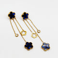 Boucles d'oreilles Marguerites Cristaux Bleus Luxe