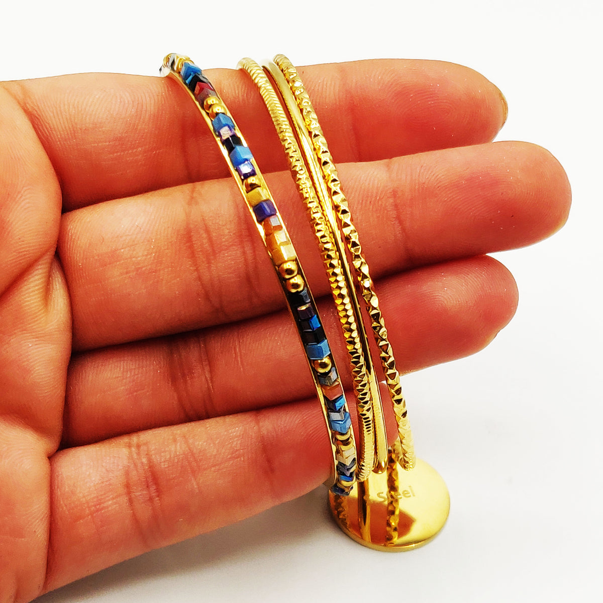 4 Bracelets Rigides Stylish Pierres Multicolores Luxe