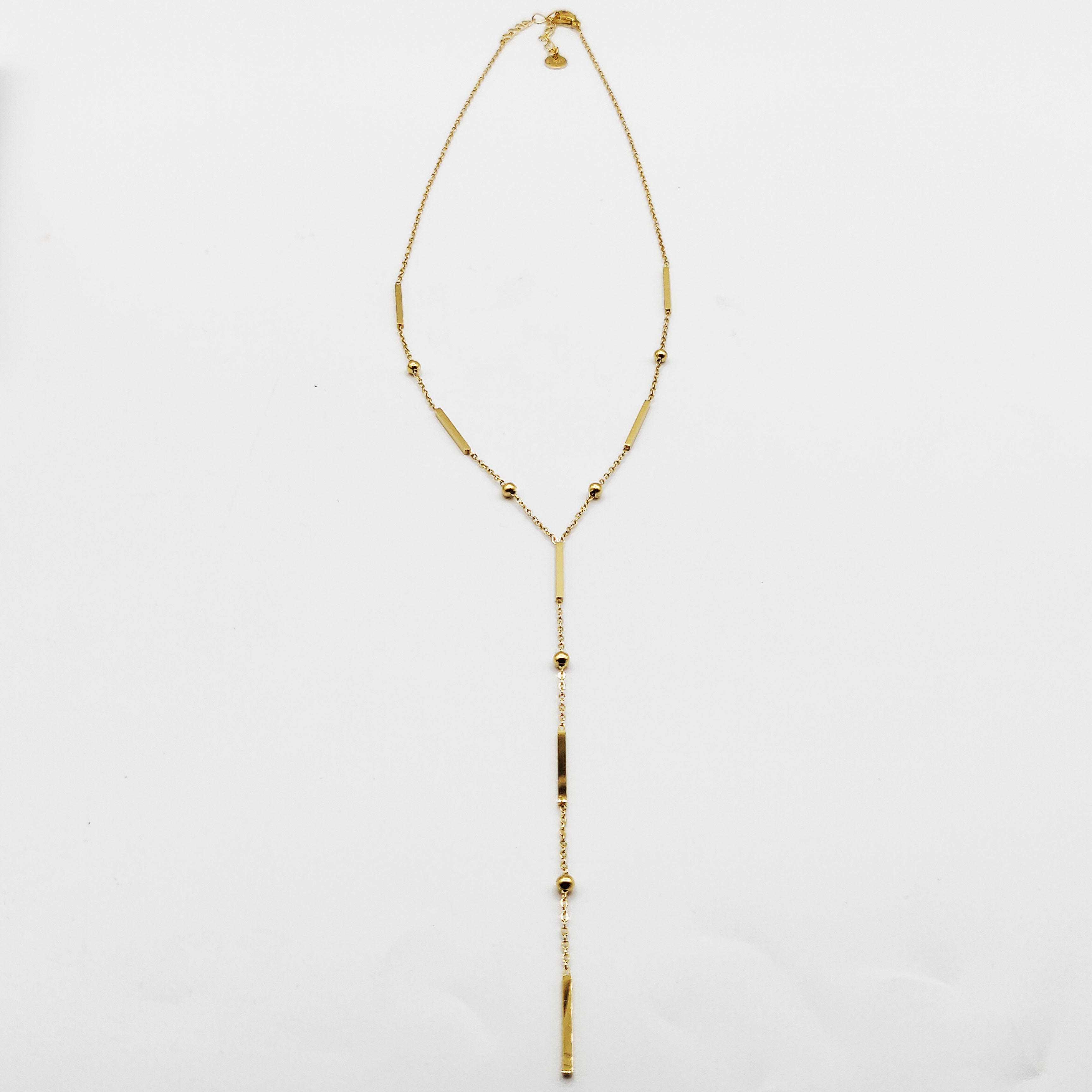 Collier Barres Dorées et Perles d'imitation Dorées Descendant Luxe