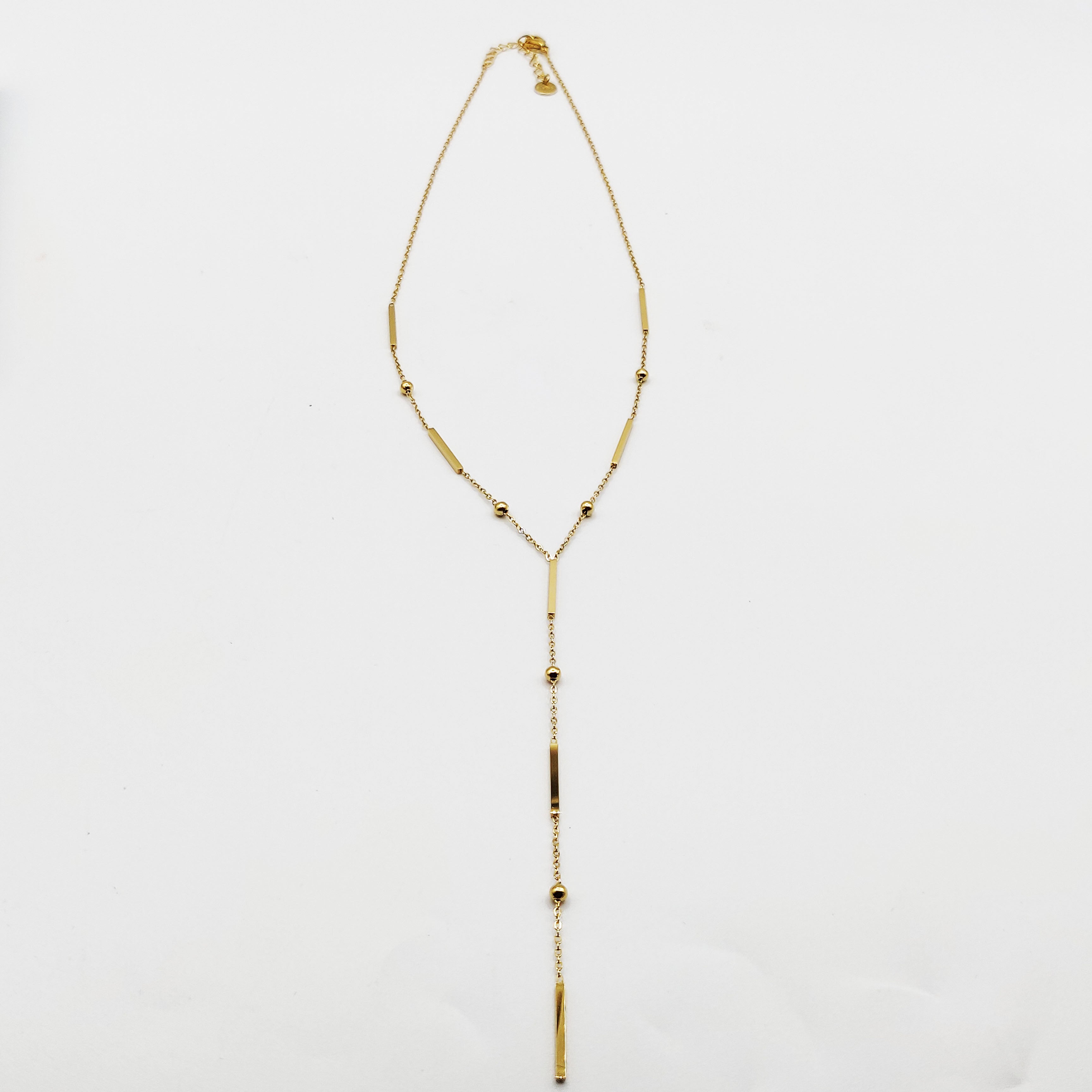 Collier Barres Dorées et Perles d'imitation Dorées Descendant Luxe