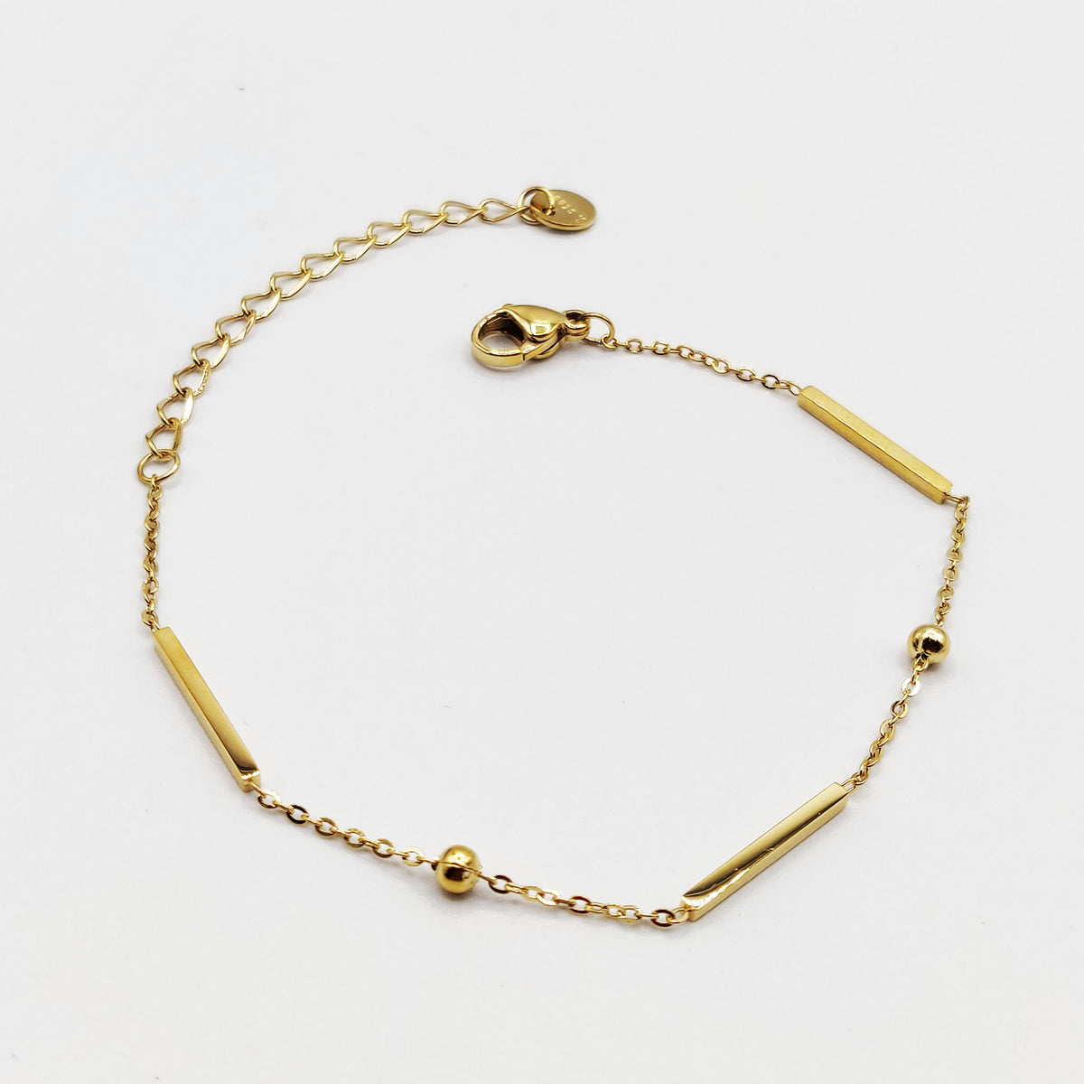 Bracelet Barres Dorées et Perles d'imitation Dorées Luxe