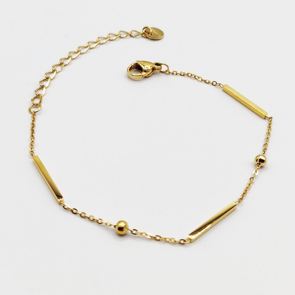 Bracelet Barres Dorées et Perles d'imitation Dorées Luxe
