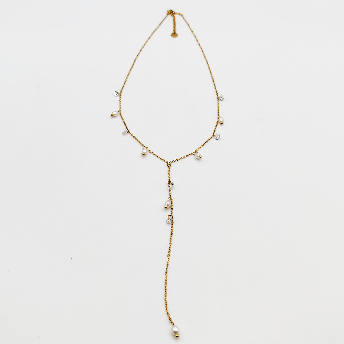 Collier Perles d'imitation Ovales et Cristaux Descendant Luxe