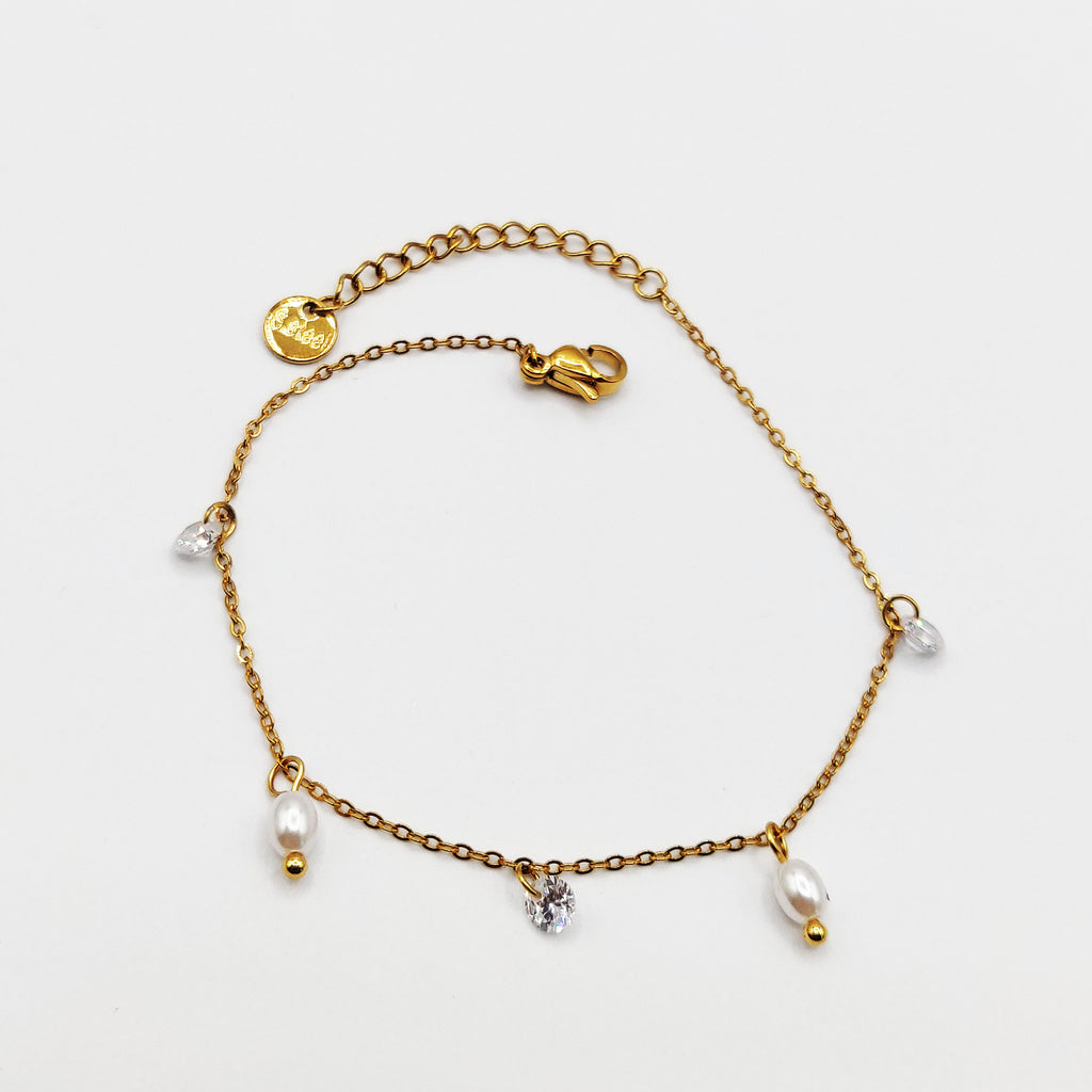 Bracelet Perles d'imitation Ovales et Cristaux Luxe