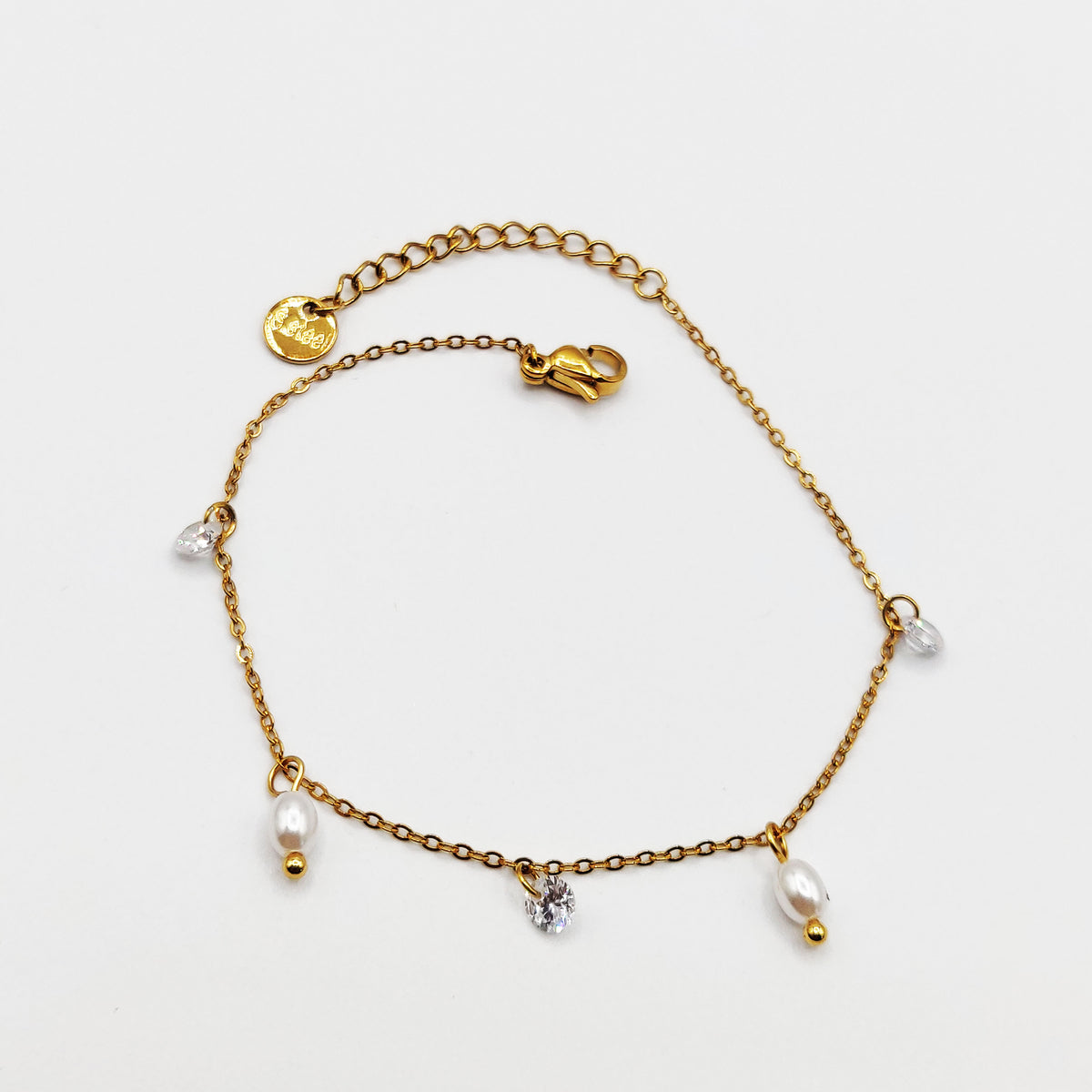 Bracelet Perles d'imitation Ovales et Cristaux Luxe