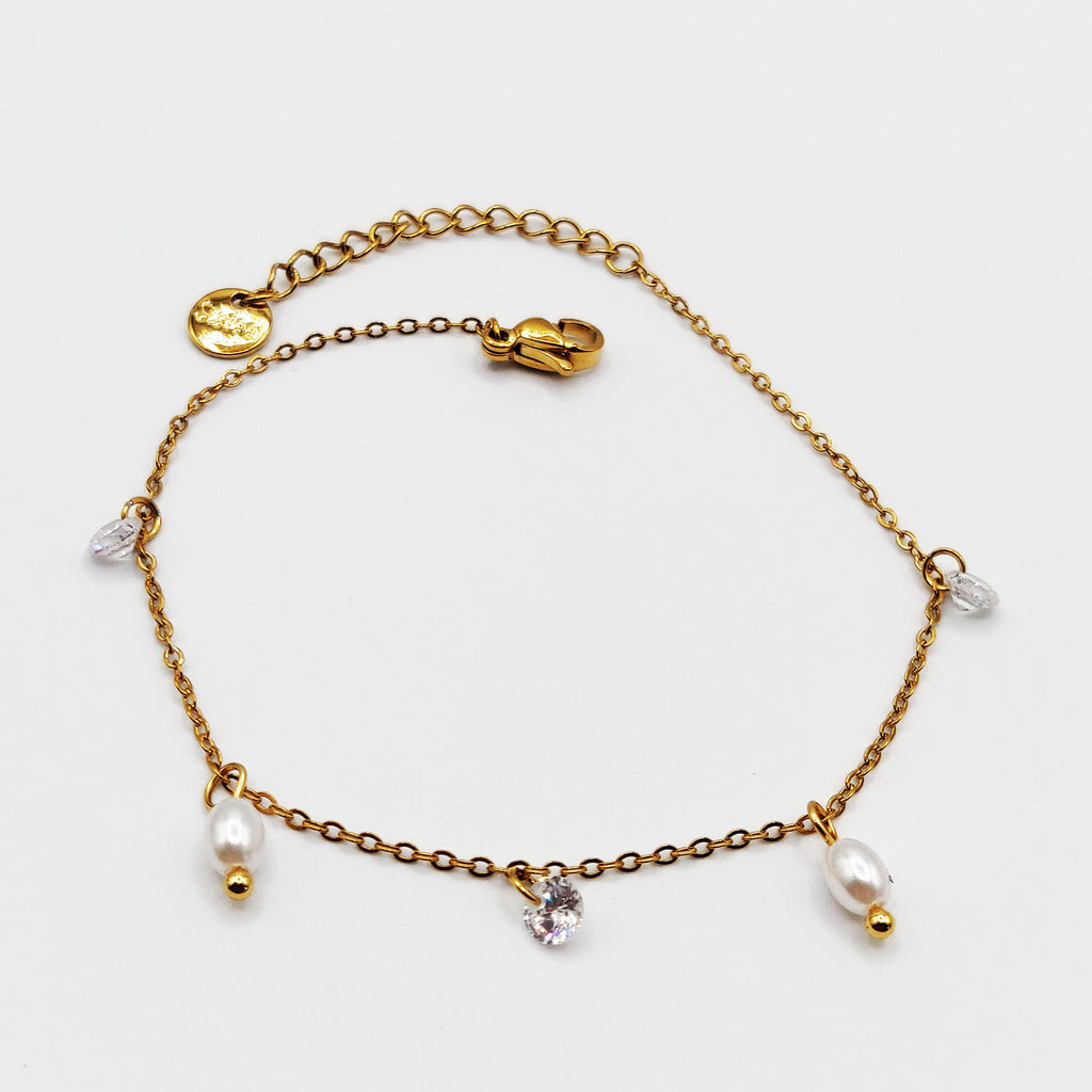 Bracelet Perles d'imitation Ovales et Cristaux Luxe
