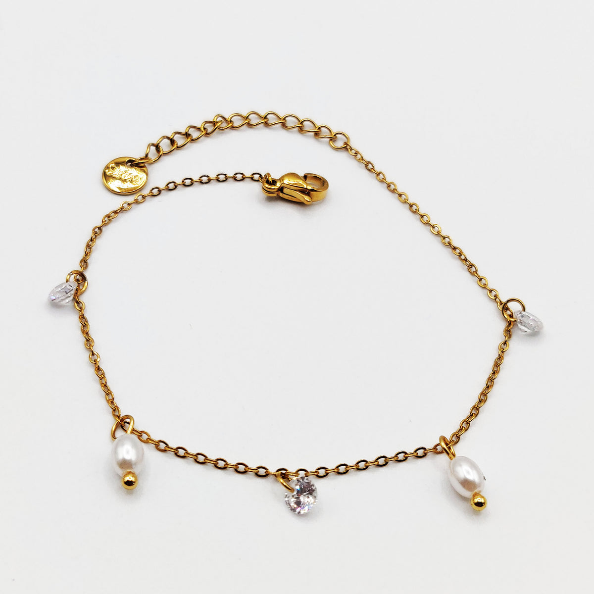 Bracelet Perles d'imitation Ovales et Cristaux Luxe