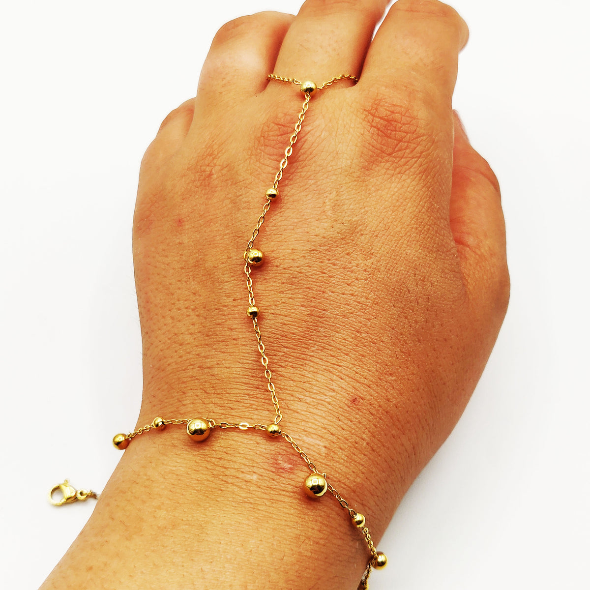 Bracelet / Chaîne de Main Perles d'imitation Dorées Multi Tailles