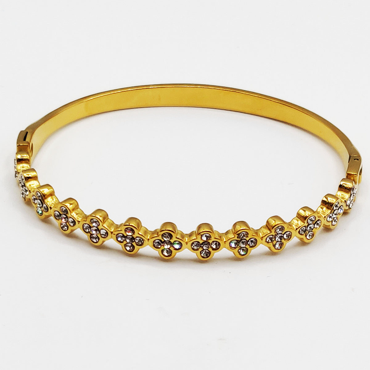 Bracelet Rigide Multi Trèfles 5 Cristaux Luxe