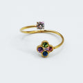 Bague Trèfles 5 Cristaux Multicolores Luxe