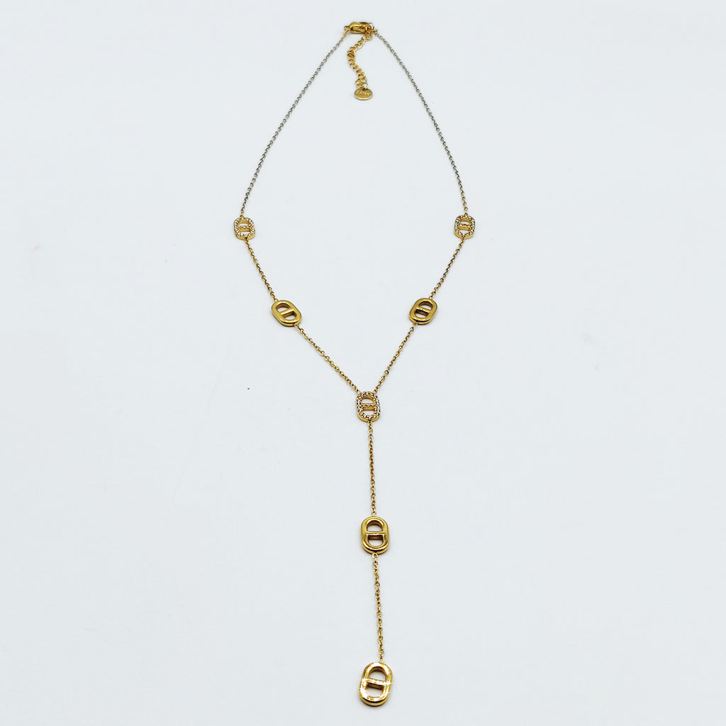 Collier Multi H Luxe Dorés et Cristaux Descendant