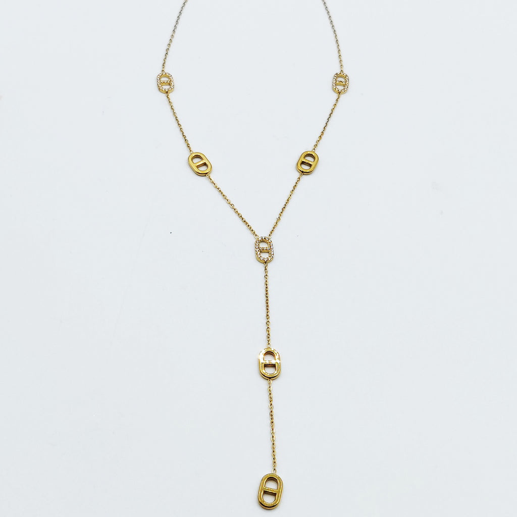 Collier Multi H Luxe Dorés et Cristaux Descendant