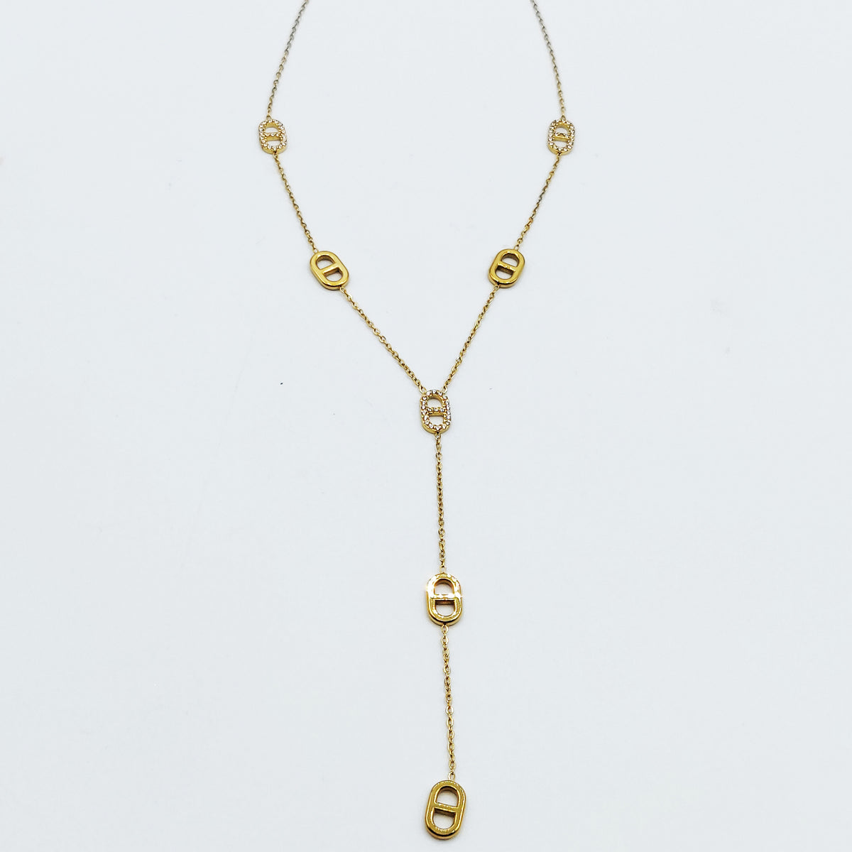 Collier Multi H Luxe Dorés et Cristaux Descendant
