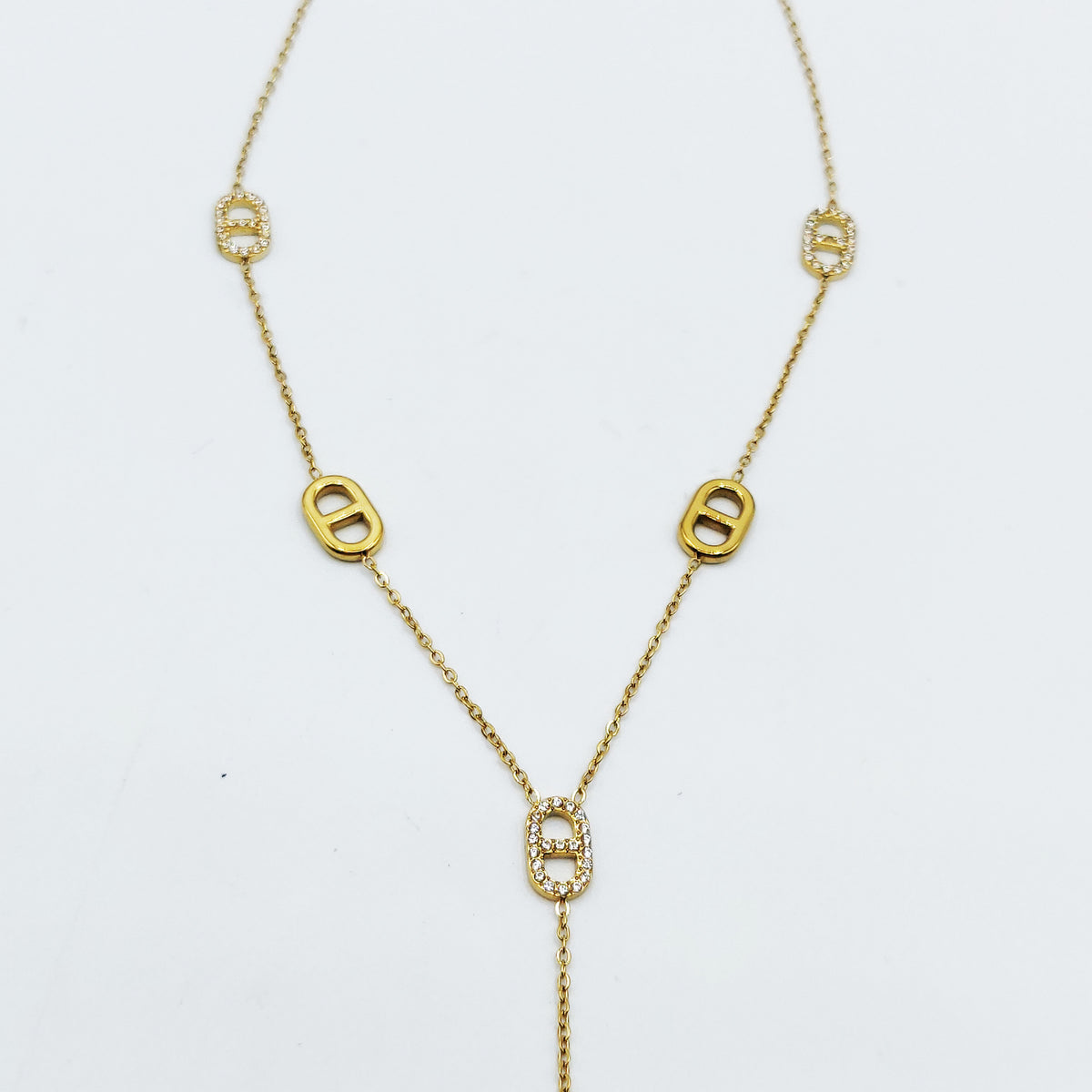 Collier Multi H Luxe Dorés et Cristaux Descendant