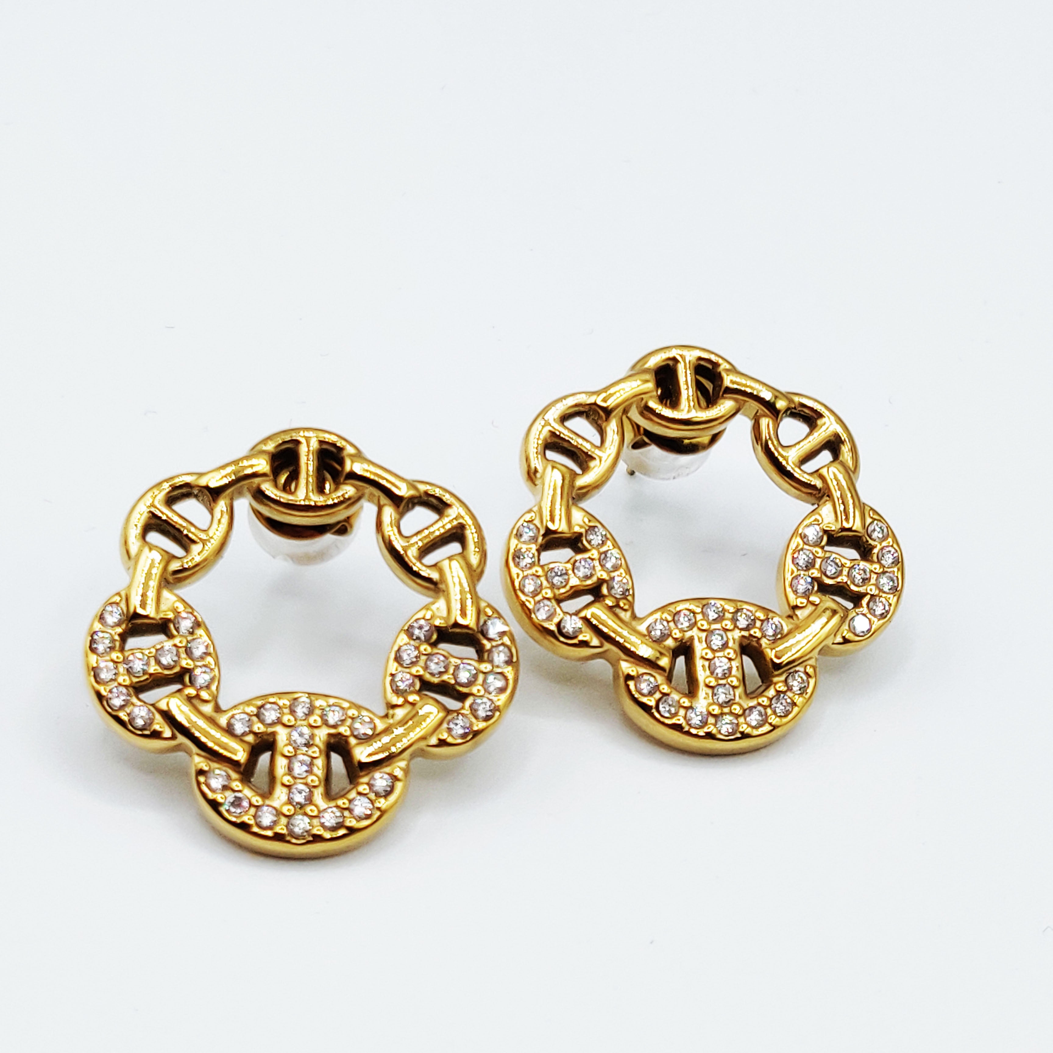 Boucles d'oreilles Cercles Multi H Luxe Cristaux