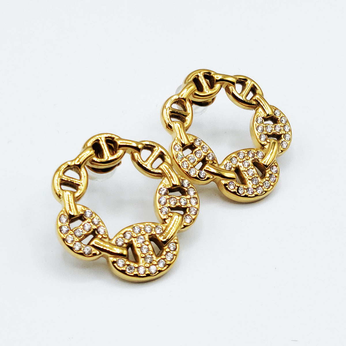 Boucles d'oreilles Cercles Multi H Luxe Cristaux