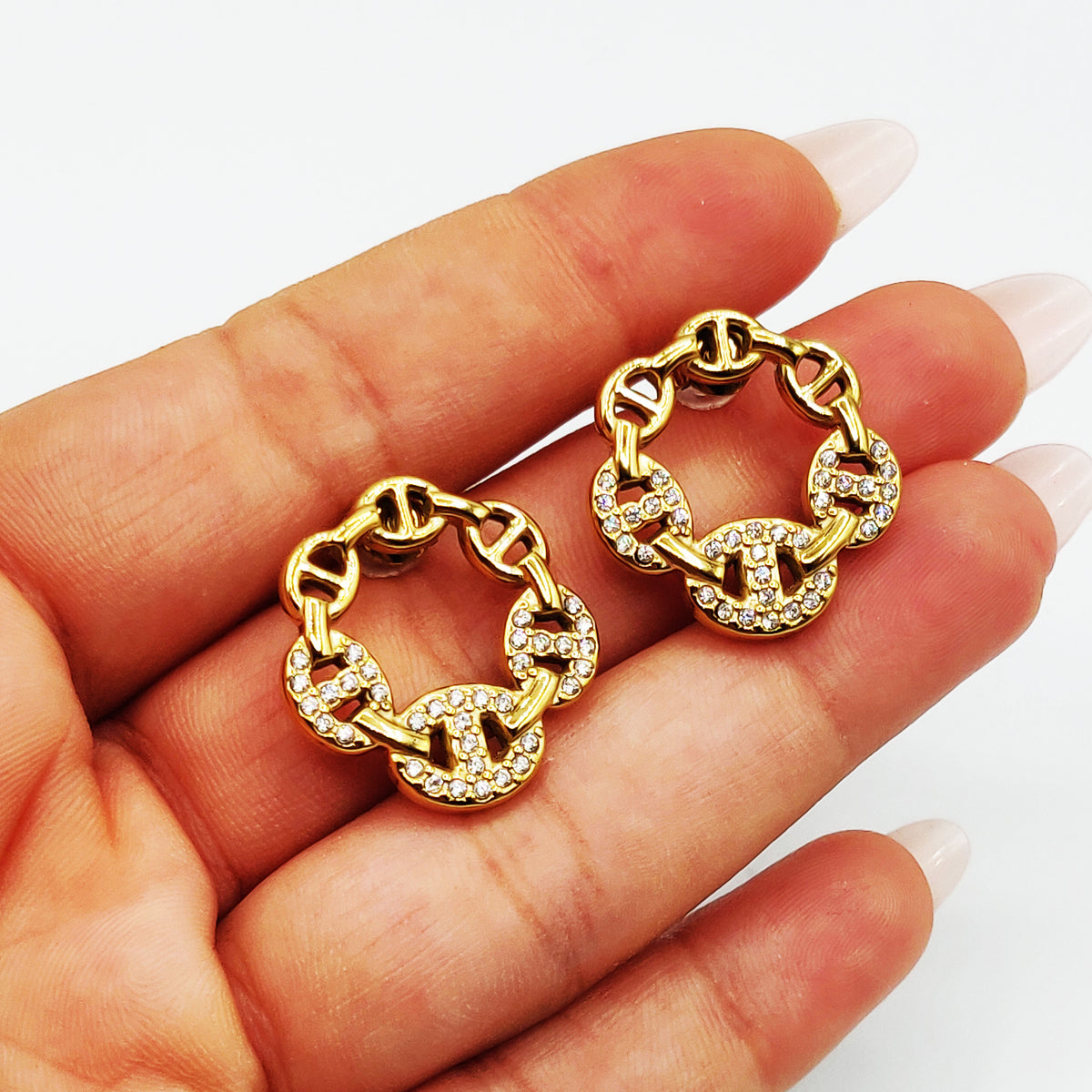 Boucles d'oreilles Cercles Multi H Luxe Cristaux