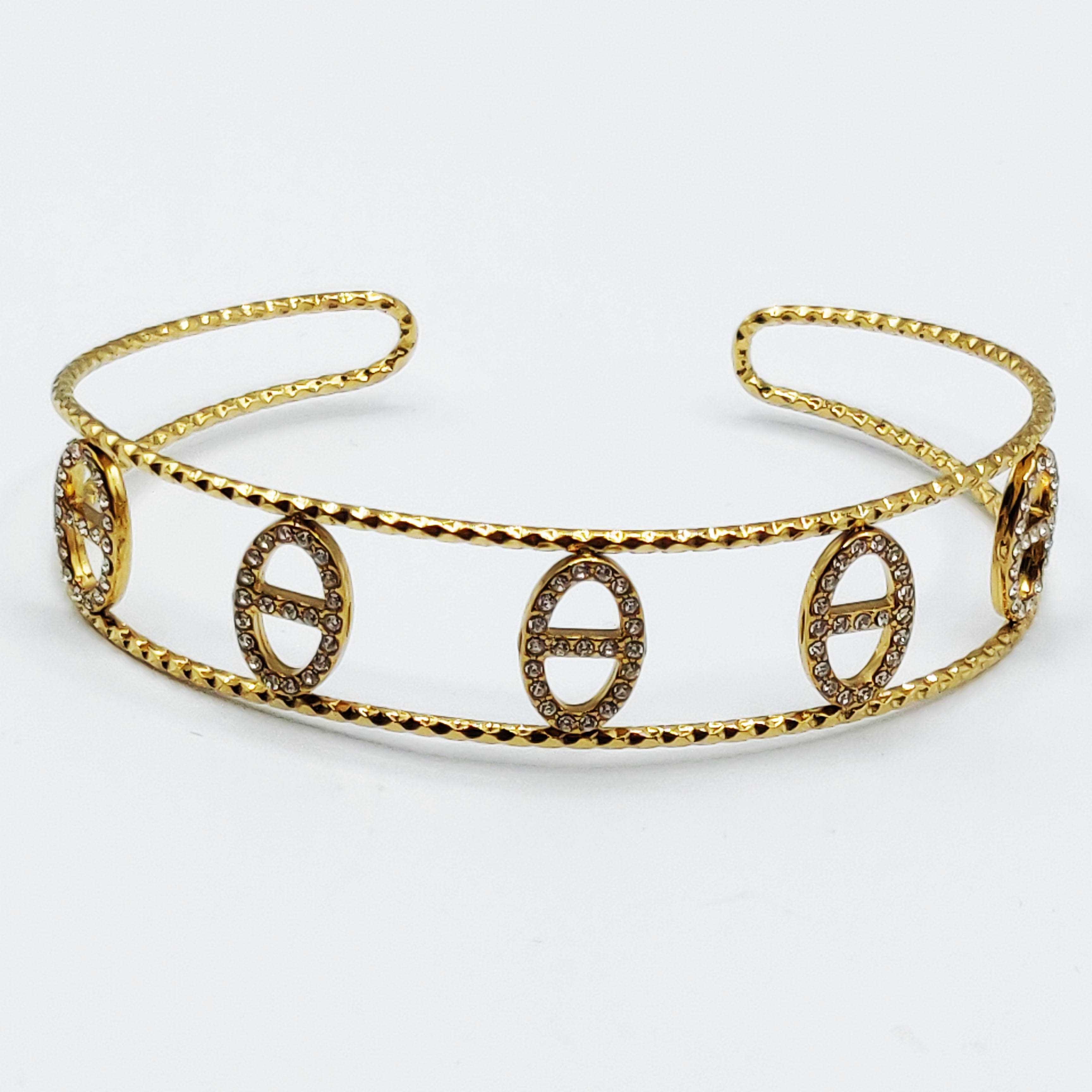 Bracelet Rigide Multi H Luxe Cristaux
