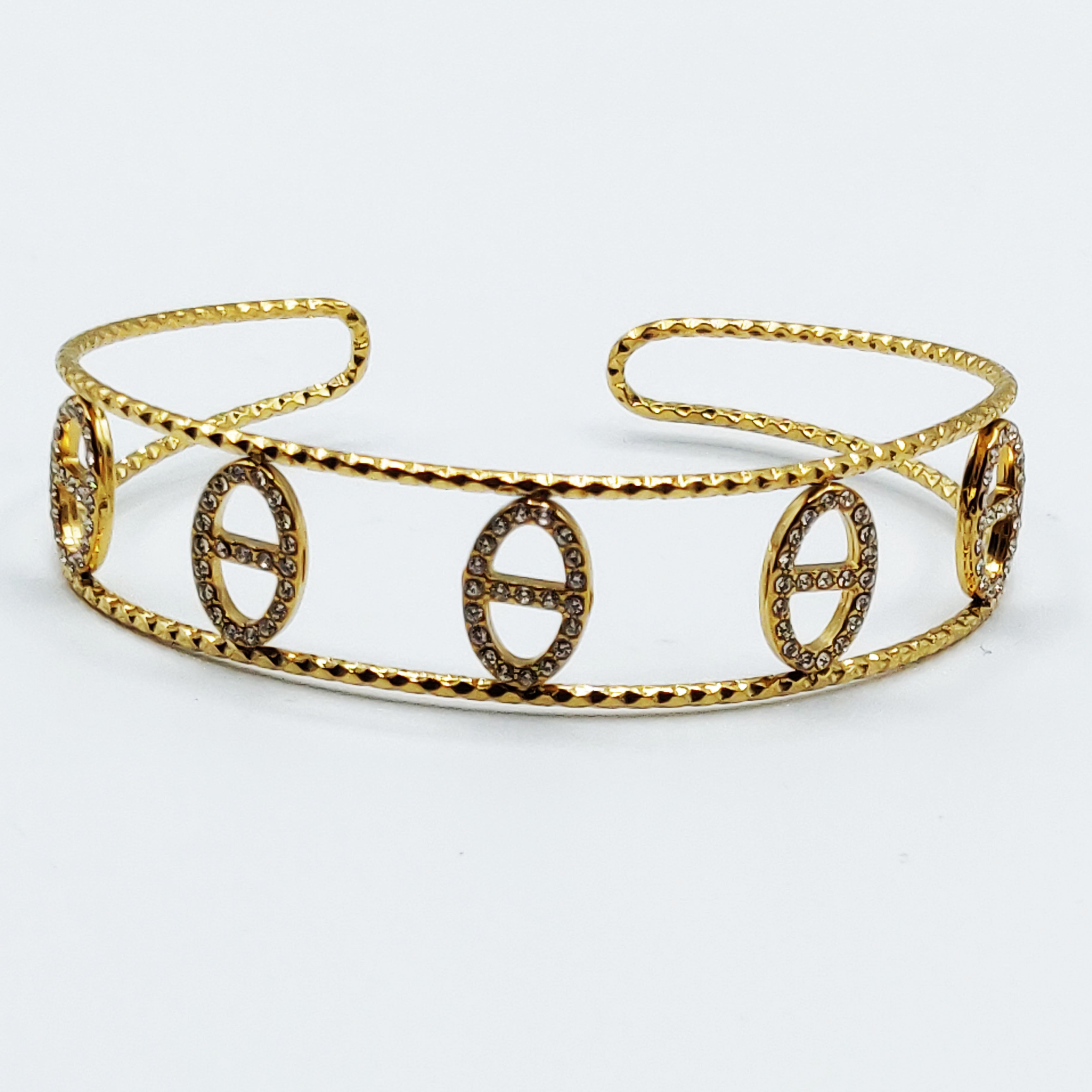 Bracelet Rigide Multi H Luxe Cristaux