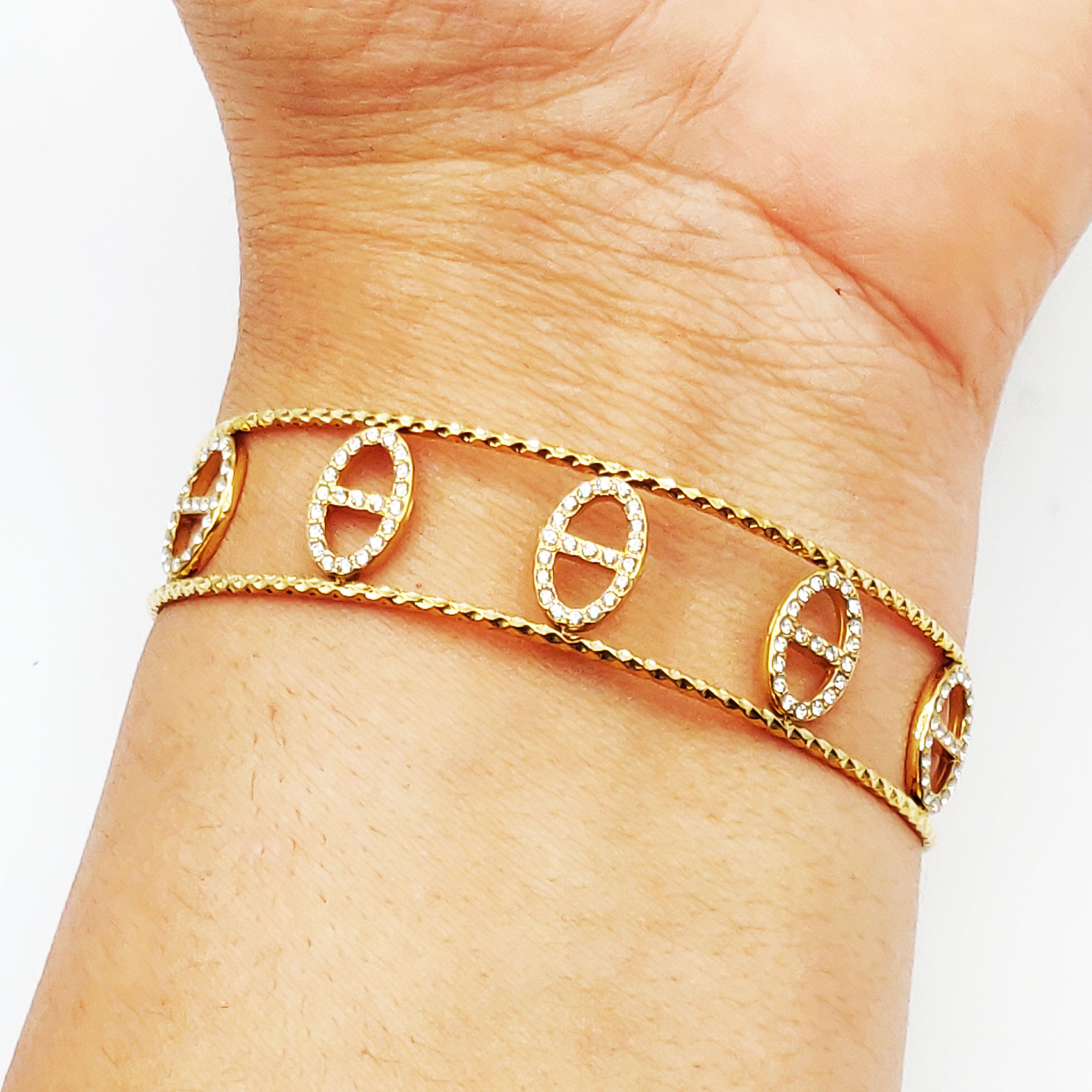 Bracelet Rigide Multi H Luxe Cristaux