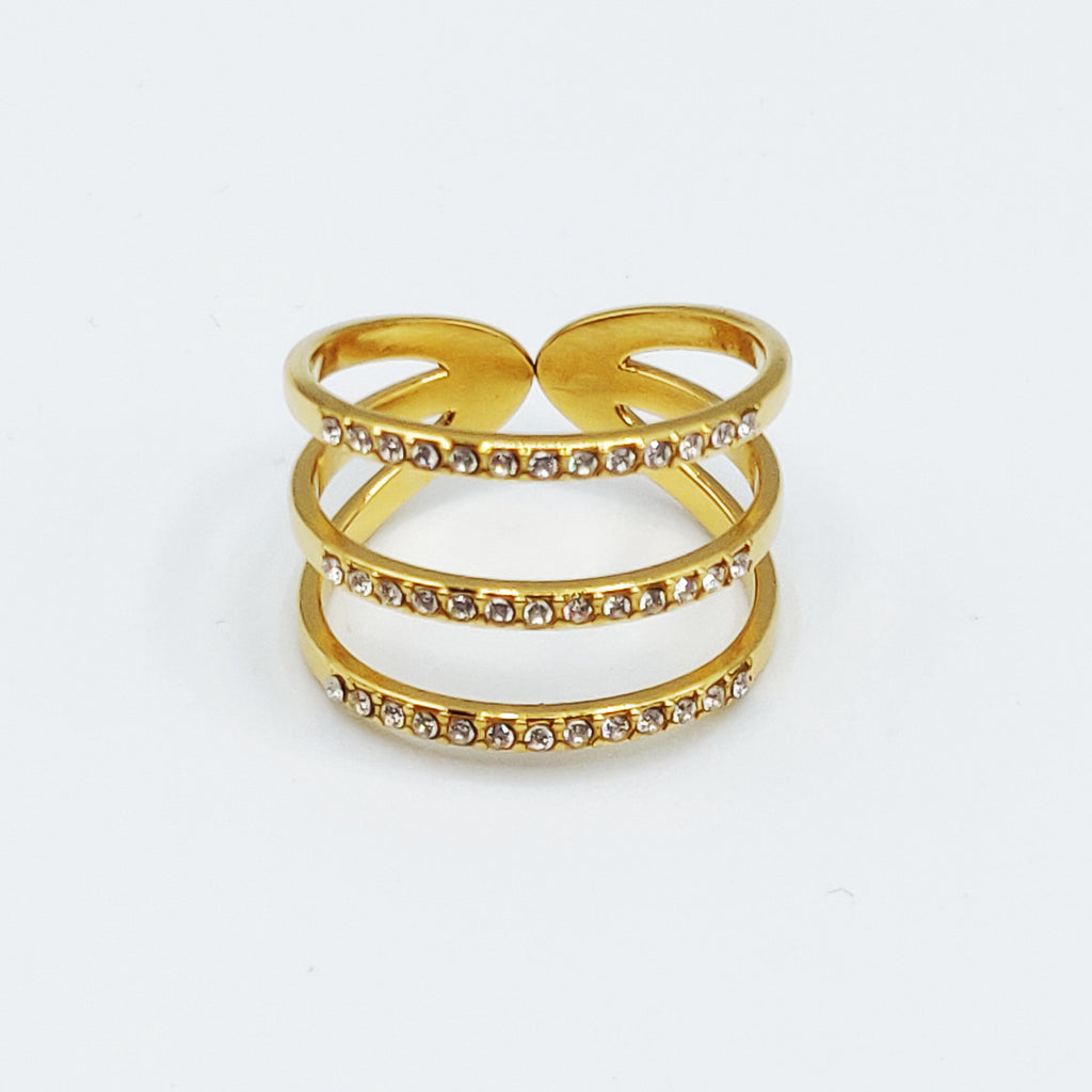 Bague 3 Lignes Cristaux